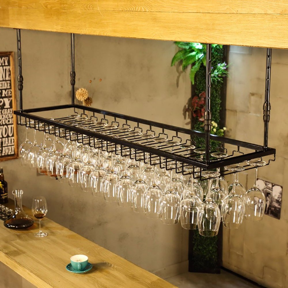 DXY-JJ Wine Racks Glassware Holder, Red Wine Glass Holder, Vintage Goblet Holder, Creative Upside Down Cup Holder (Size : 90 * 35cm)