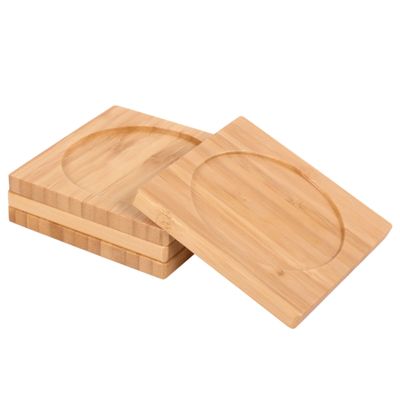 BambooMN Heavy Duty Bamboo Coasters - 3.75" x 3.75" - Square - 100 Piece Coaster Set