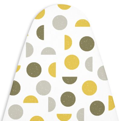 Encasa XO Ironing Board Cover and Pad 49"x18" Standard Size - Thick 3mm Felt Padded Iron Board Cover with Padding, Scorch & Stain Resistant Cotton, Heavy Duty Drawstring, Snug Fit - Yellow Moon