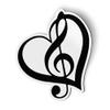 AK Wall Art - Treble Clef Music Heart Magnet - 3" x 2.5" - Black and White - Classic Heart, Vibrant view 1