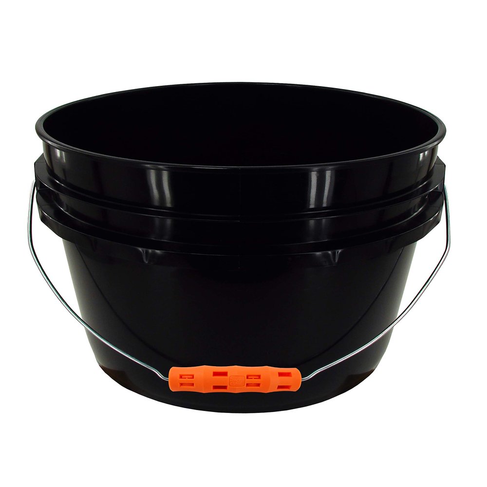 Halloween Supplies, Black Bucket with Orange Over Sized Grip (3.5 Gallon)