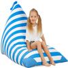 Aubliss Stuffed Animal Storage Bean Bag Chairs Cover, 50"x 35" Extra Large Bean Bags Chair for Kids & Adults, Beanbag Toy Storage for Boys Girls - Premium Cotton Canvas Blue Stripe view 1