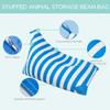 Aubliss Stuffed Animal Storage Bean Bag Chairs Cover, 50"x 35" Extra Large Bean Bags Chair for Kids & Adults, Beanbag Toy Storage for Boys Girls - Premium Cotton Canvas Blue Stripe view 3