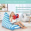 Aubliss Stuffed Animal Storage Bean Bag Chairs Cover, 50"x 35" Extra Large Bean Bags Chair for Kids & Adults, Beanbag Toy Storage for Boys Girls - Premium Cotton Canvas Blue Stripe view 4