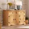 Furniture Dash Solid Wood Storage Cabinet 51.9" W, 16.9" D, 31.7" H - Sideboard Buffet with 3 Doors & 2 Drawers, Ideal for Living Room, Kitchen, Dining Room & Hallway - Antique Brown view 1