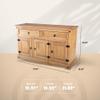 Furniture Dash Solid Wood Storage Cabinet 51.9" W, 16.9" D, 31.7" H - Sideboard Buffet with 3 Doors & 2 Drawers, Ideal for Living Room, Kitchen, Dining Room & Hallway - Antique Brown view 2