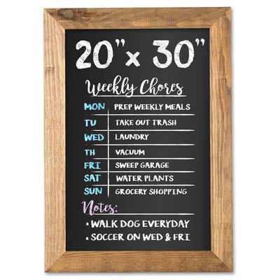 Ilyapa Rustic Wooden Magnetic Kitchen Chalkboard Sign - 20x30 Inch Brown Framed Wall Hanging Chalk Board for Farmhouse Decor, Wedding, Restaurant Menu