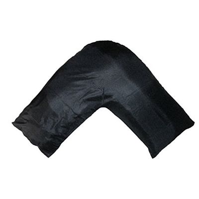 TAOSON Silky Soft Satin Soild Envelope Style V Shaped/Tri/Boomerang Pillow Cover Pillowcase Pillow Protector Cushion Cover Non Zippered Only Cover No Insert (Black)