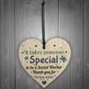 RED OCEAN Social Worker Gift Card Thank You Gifts Wooden Heart Novelty Birthday Christmas Keepsake view 2