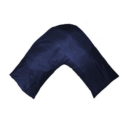 TAOSON Silky Soft Satin Soild Envelope Style V Shaped/Tri/Boomerang Pillow Cover Pillowcase Pillow Protector Cushion Cover Non Zippered Only Cover No Insert (Navy Blue/Dark Blue)