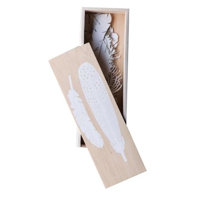 A & B Home Set of 22 Paper Plume Accents in White Finish HP-ACC2558