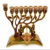 Ayuni Gifts of the World Chanukah Menorah with Removable Dreidel Enamel Hand Painted Enamel on Pewter (Copper/Mauve) view 1