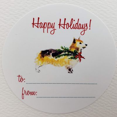 CORGI GIFT LABELS - 2" ROUND CIRCLE - 18 / PKG