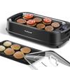 Indoor Smokeless Grill, Techwood 1500W Electric Indoor Grill with Tempered Glass Lid, Portable Non-stick BBQ Korean, Turbo Smoke Extractor Technology, Drip Tray& Double Removable Plate, Black view 1