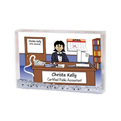 Personalized Accountant, Bookkeeper - Female Snow Globe Frame Gift