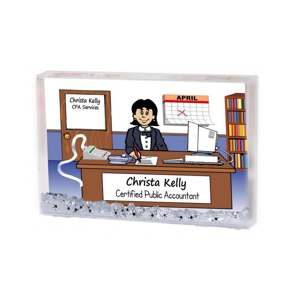 Personalized Accountant, Bookkeeper - Female Snow Globe Frame Gift