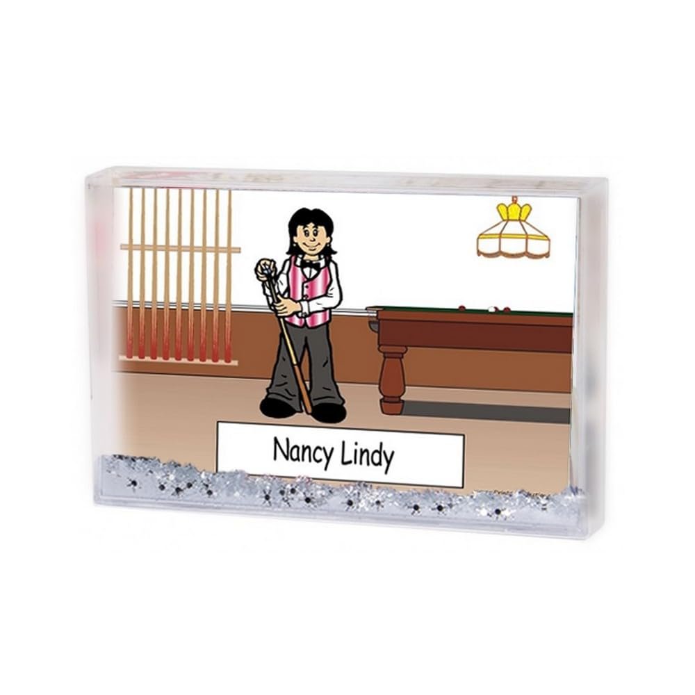 PrintedPerfection.com Personalized Pool Player, Billiards - Female Snow Globe Frame Gift