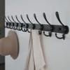Dseap Coat Rack Wall Mount - 38 Long 10-Tri-Hooks Heavy Duty Coat Hanger Rail Wall Hooks for Hanging Coats Hats Clothing Clothes Purse Mudroom Entryway, Black view 3