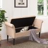 Awonde Storage Ottoman Bench with Arms Linen Upholstered Tufted Storage Benches for Bedroom Entryway Living Room Tan view 4