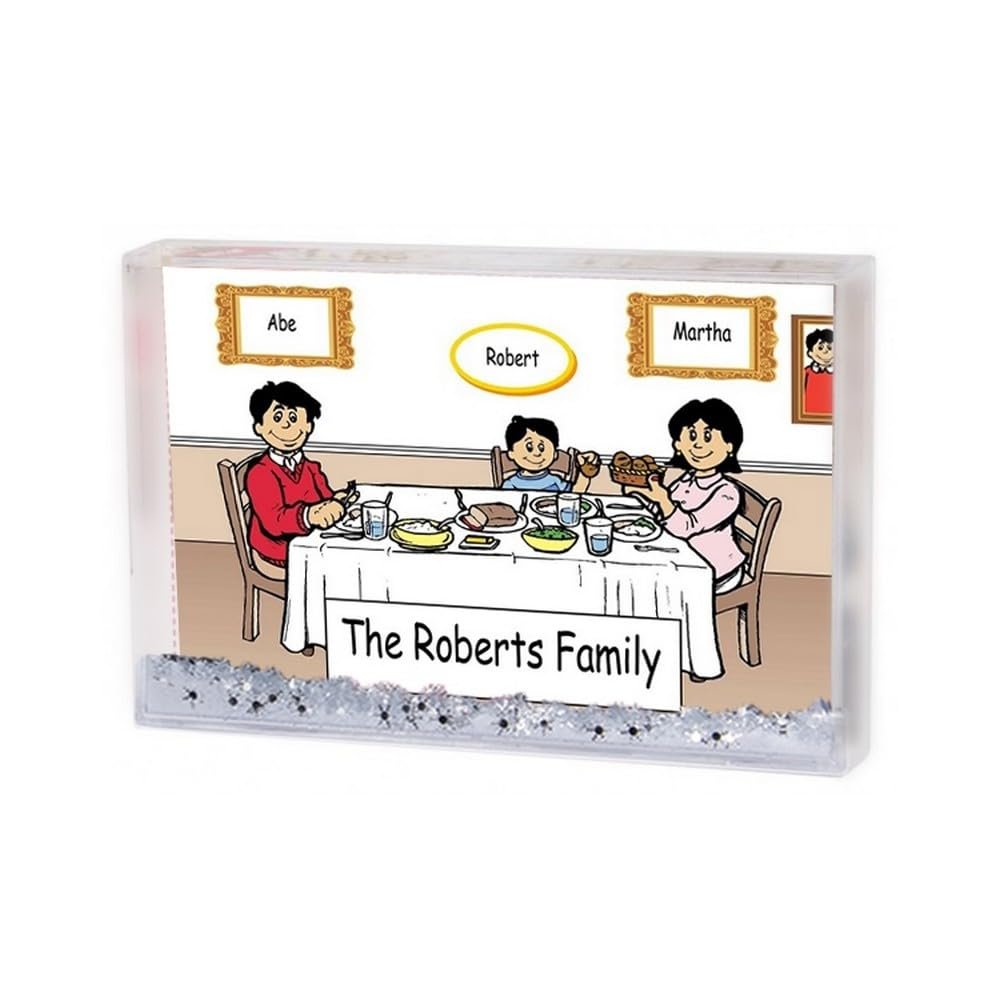 PrintedPerfection.com Personalized Family Dinner - 1 boy Snow Globe Frame Gift
