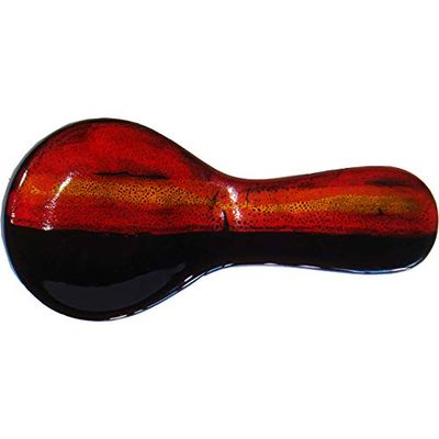 ALWAYS AZUL POTTERY 9.5 Inch Long Spoon Rest in Dantes Inferno Glaze - Handmade Pottery Cookware Accessories - Kitchen Countertop Holder for Giant Spatula, Ladle & More
