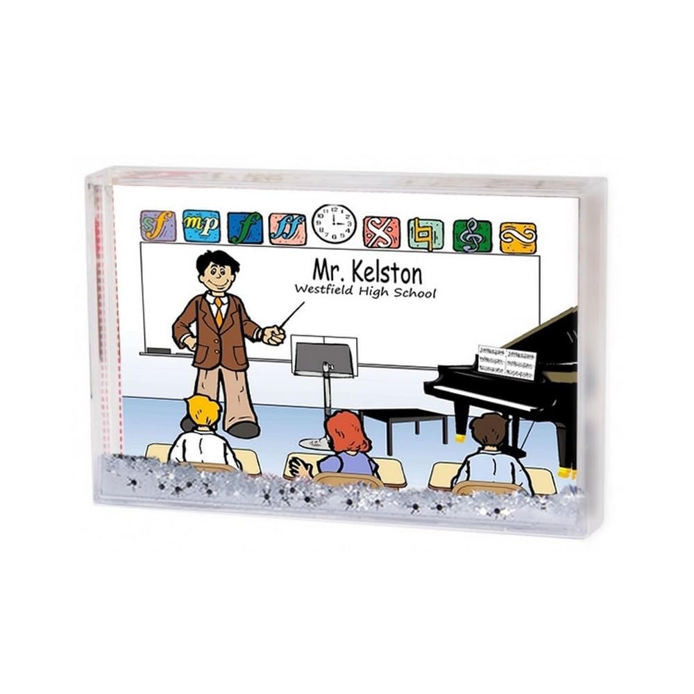 Personalized Teacher, Music - Male Snow Globe Frame Gift