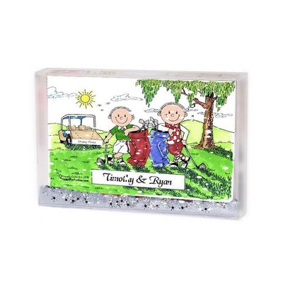 Personalized Golfing Friends - Male & Male Snow Globe Frame Gift