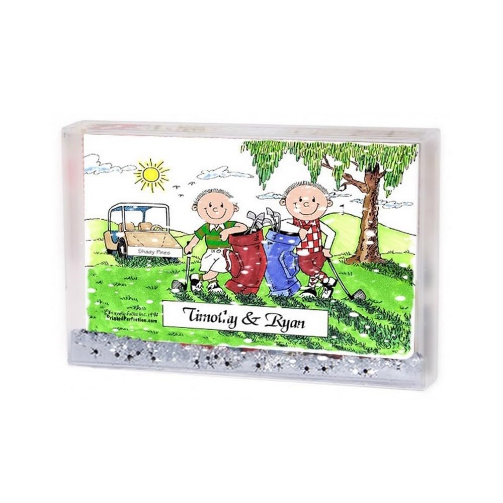 Personalized Golfing Friends - Male & Male Snow Globe Frame Gift