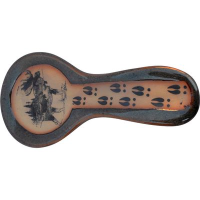 ALWAYS AZUL POTTERY 9.5 Inch Long Spoon Rest in Moosetracks Design and Seamist Glaze - Handmade Pottery Cookware Accessories - Kitchen Countertop Holder for Giant Spatula, Ladle & More