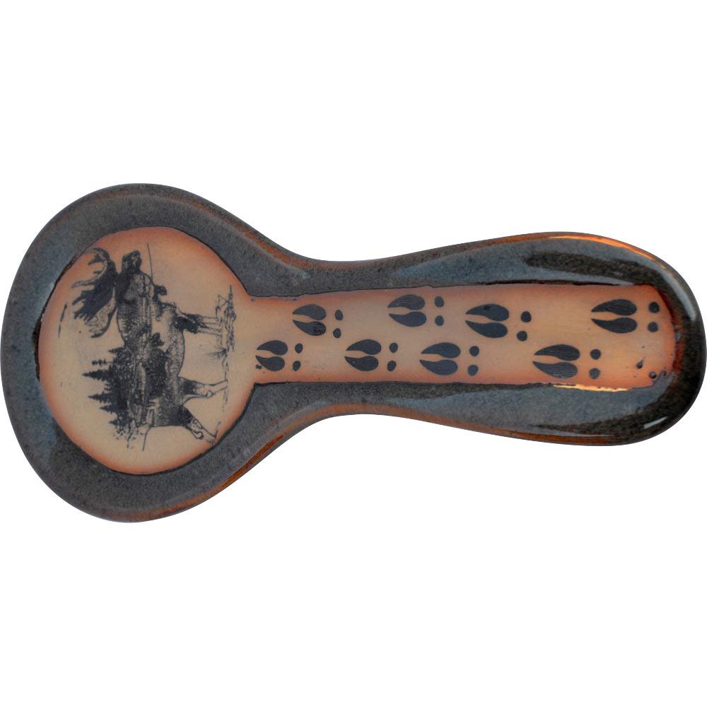ALWAYS AZUL POTTERY 9.5 Inch Long Spoon Rest in Moosetracks Design and Seamist Glaze - Handmade Pottery Cookware Accessories - Kitchen Countertop Holder for Giant Spatula, Ladle & More