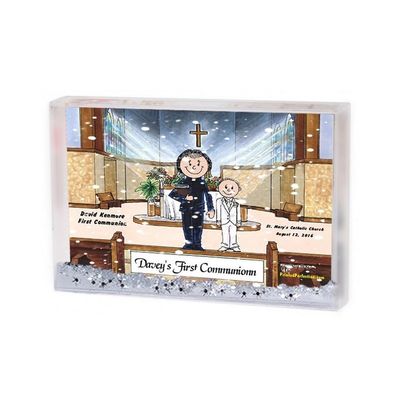 PrintedPerfection.com Personalized Communion, Boy - Female Priest Snow Globe Frame Gift