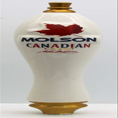 Molson Canadian Lager Beer Tap Handle marker knob Ceramic with metal ends
