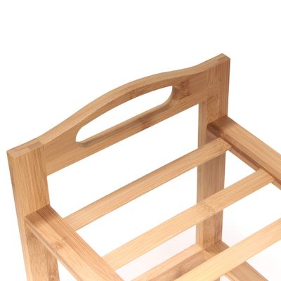 BambooMN 4-Tier Bamboo Wood Shoe Rack, for Entryway or Doorway - Natural Finish - 2 Racks