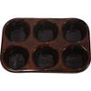 ALWAYS AZUL POTTERY 6 Cup Muffin Pan in Red On Black Glaze - Handmade Durable Stoneware for Baking - Microwavable Bakeware - Pottery Baking Dish for Muffins, Cupcakes & More view 1