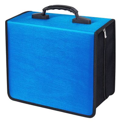 Siveit CD/DVD Binder, CD DVD Case Holder Binder 400 Capacity CD/DVD Wallet Storage Booklet Album Box (White binder, Blue)