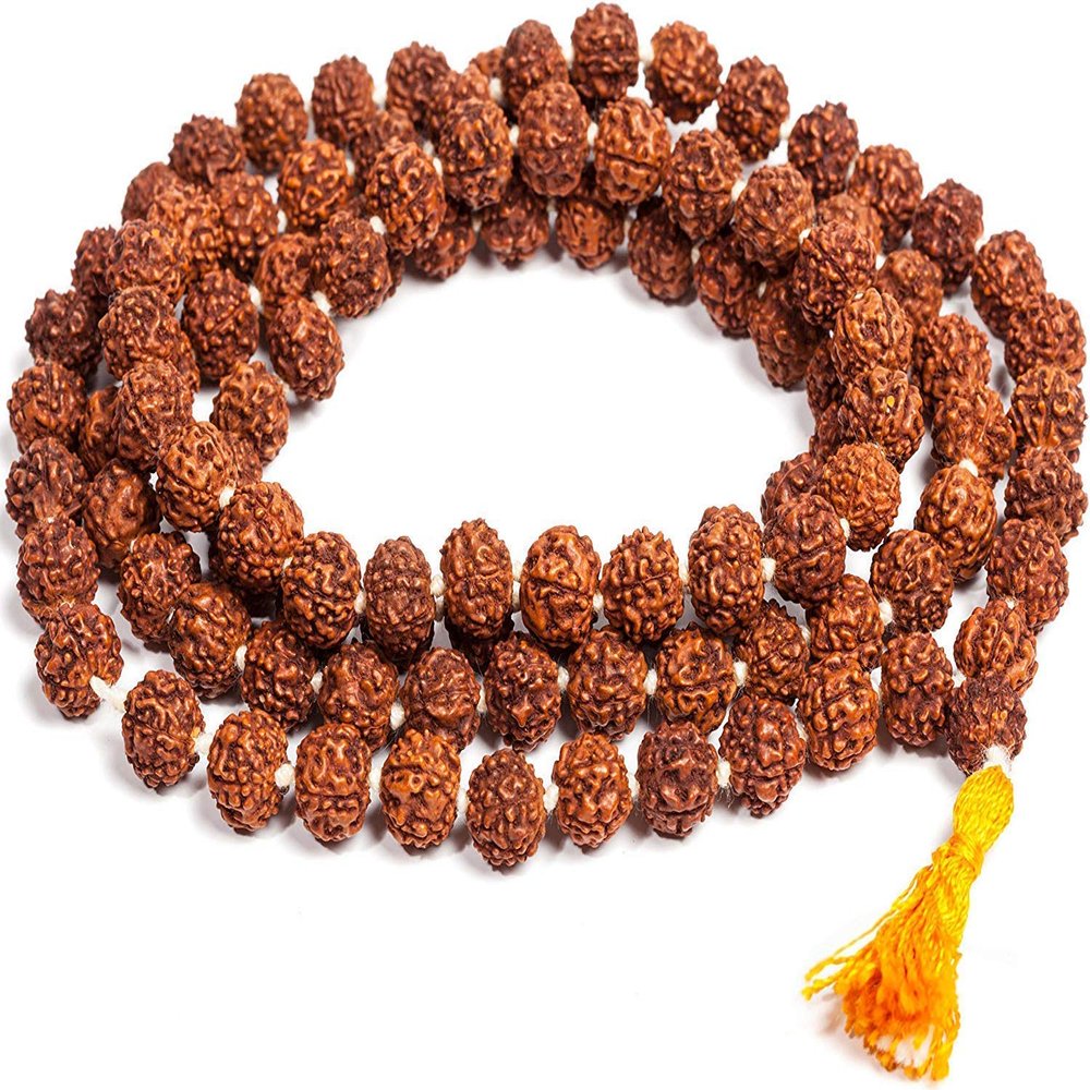 Om Pooja Shop 6 mm - 5 Mukhi Natural Rudraksha Mala for Mantra Jaap