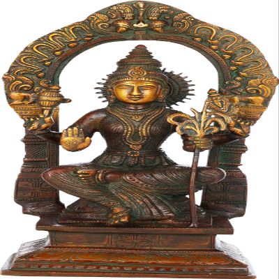 10" Goddess Rajarajeshwari (Tripura Sundari) | Brass Statue | Handmade | Made in India - Brass Statu - Color Double Chola