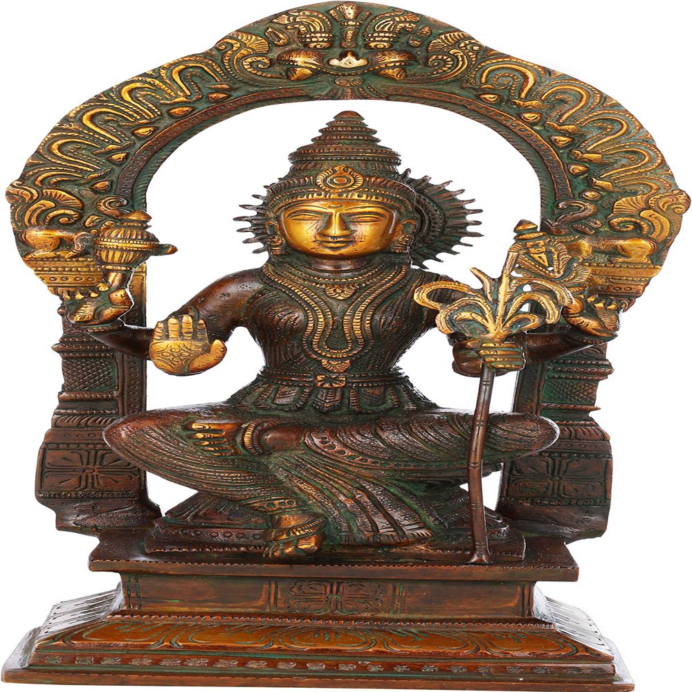 10" Goddess Rajarajeshwari (Tripura Sundari) | Brass Statue | Handmade | Made in India - Brass Statu - Color Double Chola