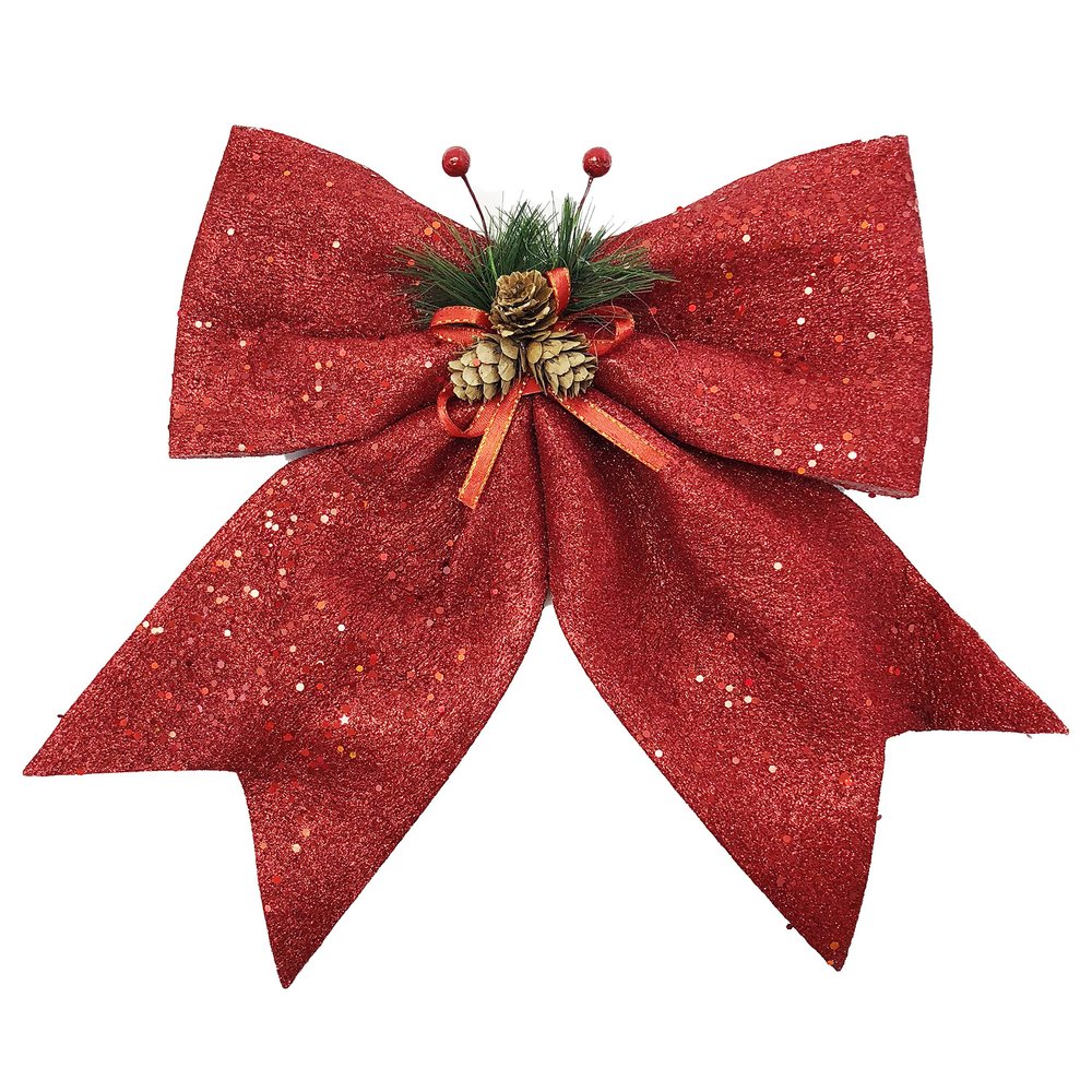 allgala Christmas Decorative Bows for Wreath Garland Treetopper Christmas Tree (14" Jumbo Red 2-PK)-XBW93018