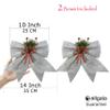 allgala Christmas Decorative Bows for Wreath Garland Treetopper Christmas Tree (14" Jumbo Silver 2-PK)-XBW93017 view 2