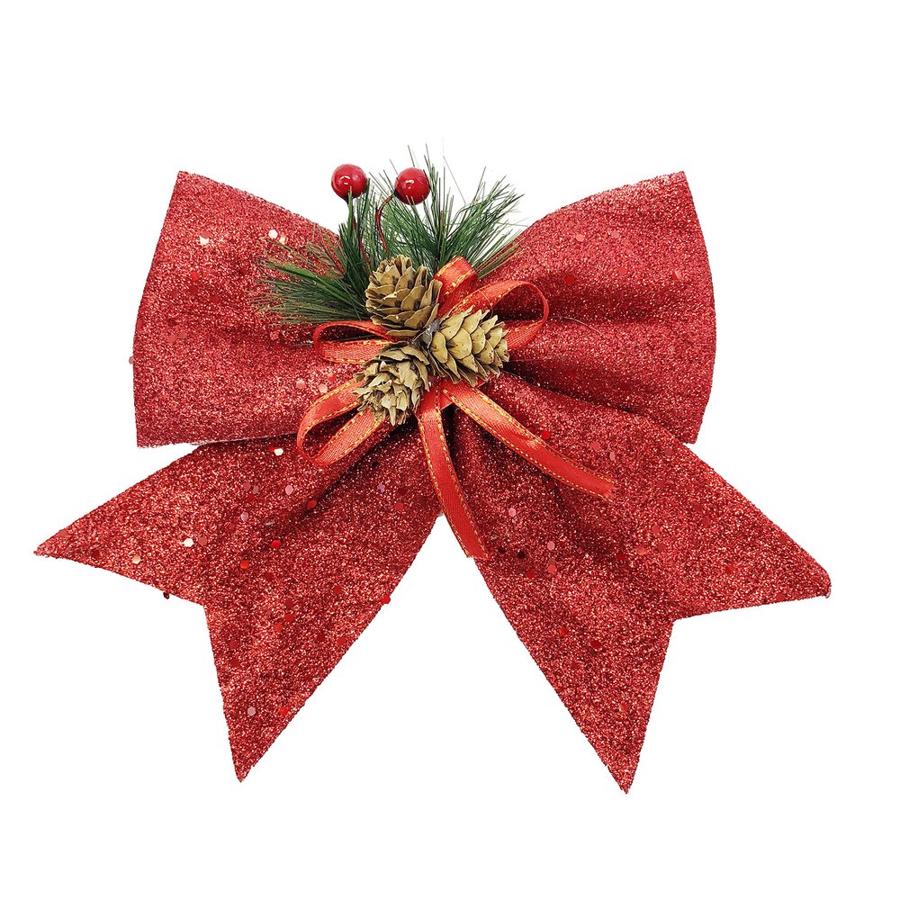 allgala Christmas Decorative Bows for Wreath Garland Treetopper Christmas Tree (07" Med Red 4-PK)-XBW93024