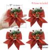 allgala Christmas Decorative Bows for Wreath Garland Treetopper Christmas Tree (07" Med Red 4-PK)-XBW93024 view 2