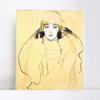 INVIN ART Framed Canvas Giclee Print Art Woman in Yellow by Gustav Klimt Wall Art (20"x24", White Slim Frame) view 1