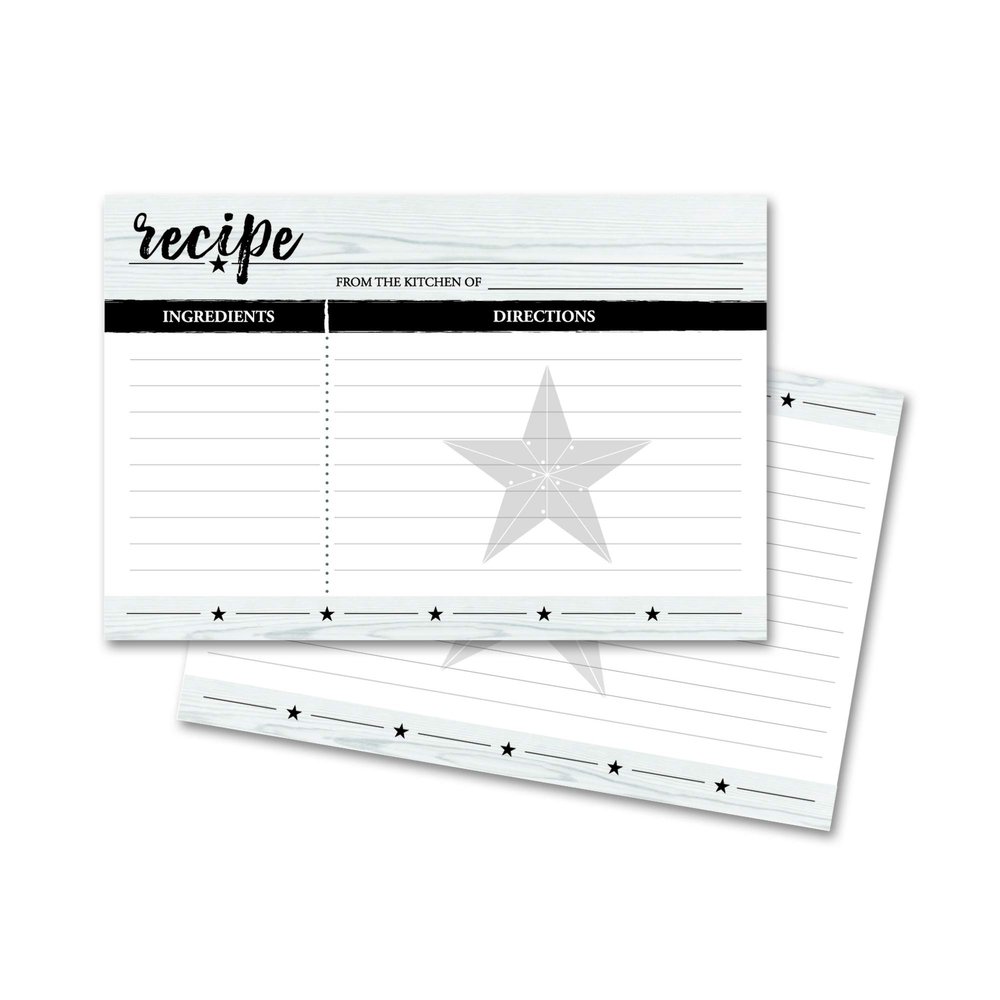 Home Advantage Star Farmhouse Recipe Cards - 4x6 Double Sided (White)