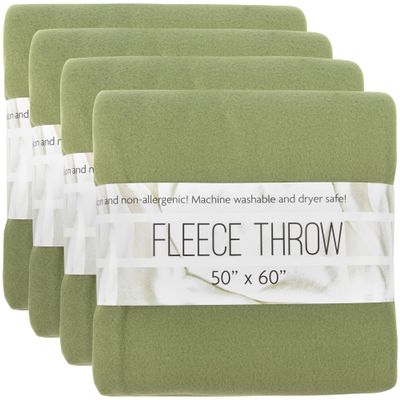(24 Pack) Bulk Fleece 50x60 Throw Blankets for Wedding Favors, Homeless Women, Men, Homes, Bed, Sofa, Couch, Office, Pet Blankets, Travel | Soft Warm Lightweight Throw Blankets in Bulk (Green)