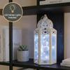 12 White Metal Moroccan Decorative Candle Lantern with LED Twinkle Fairy Lights & Remote Wedding Table Centerpieces, Indoor Home Decor, Outdoor Patio & Porch, Large view 2