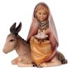 Holyart Young Girl with Doves on Donkey, 12 cm Nativity Original Comet Model, in Painted Valgardena Wood view 1