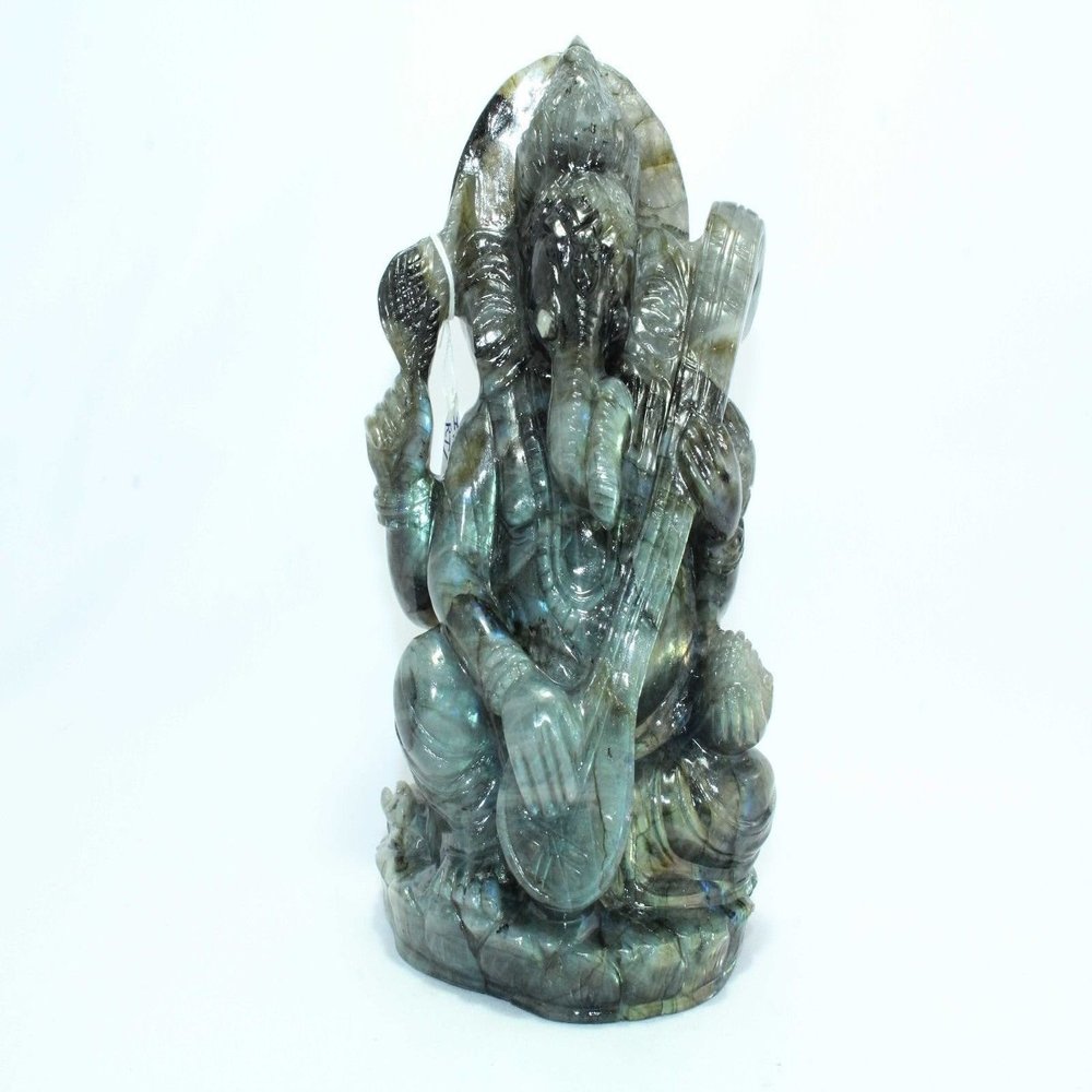 Rajasthan Gems Natural Labrolite Stone India God Ganesha Ganesh Idol plucked String Instrument