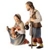 Holy Family with Baby in Manger, 10 cm Nativity Original Shepherd Model, in Painted Valgardena Wood view 3