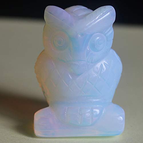 1.5'' Hand Carved Mixed gemstome Crystal owl Animal Figurine Animal Carving (White opalite)